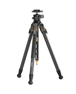 Chân máy COMAN T1A40 4 đoạn bằng sợi carbon, đầu bi thủy lực kép xoay toàn cảnh, chiều cao 66,5 inch, tải trọng 44 lb.