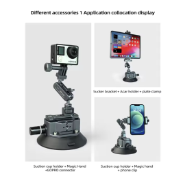 Giá đỡ máy ảnh Leaplight có đế NATO bằng nhôm gắn trên ô tô cho máy bơm không khí BallHead Magic Arm Phụ kiện đế hút chân không