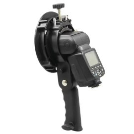 Gá dù flash đa năng ngàm Bowen tay dài hổ trợ 5 flash