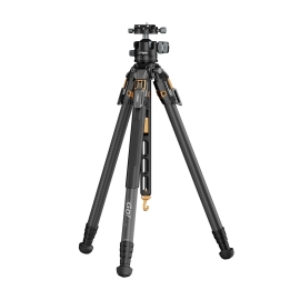 Chân máy COMAN T1A40 4 đoạn bằng sợi carbon, đầu bi thủy lực kép xoay toàn cảnh, chiều cao 66,5 inch, tải trọng 44 lb.