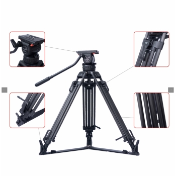 Chân máy quay Tripod V12 Hợp kim đầu dầu 100 (FULL VAT)