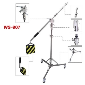 Chân đèn boom Inox WS-907 kèm bánh xe