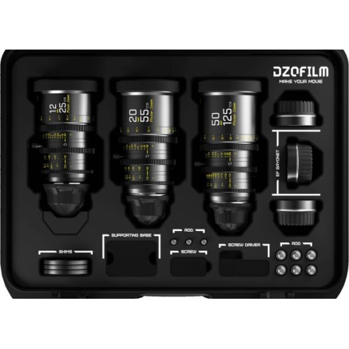 Bộ 3 ống kính DZOFilm Pictor Zoom kèm hộp đựng (12-25/20-55/50-125, T2.8) (Đen)
