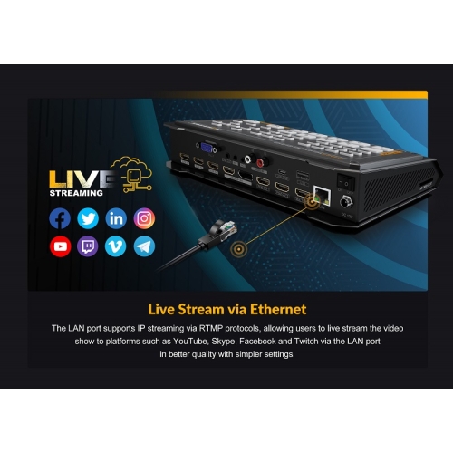 Bàn trộn hình ảnh 4-Channel HDMI Avmatrix HVS0401E with Streaming & Recording