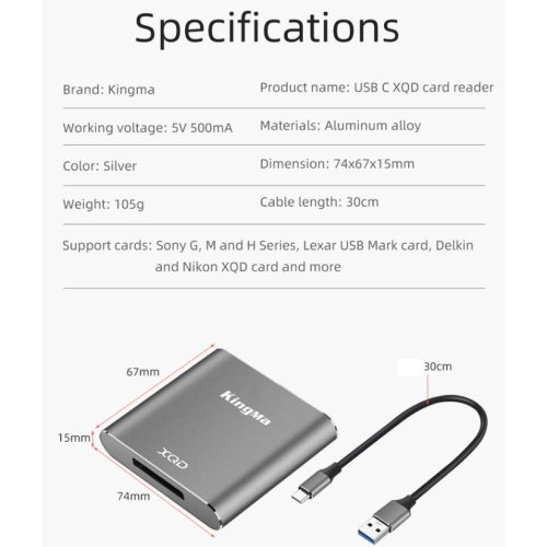 ĐẦU ĐỌC THẺ XQD KINGMA USB 3.1 GEN 1