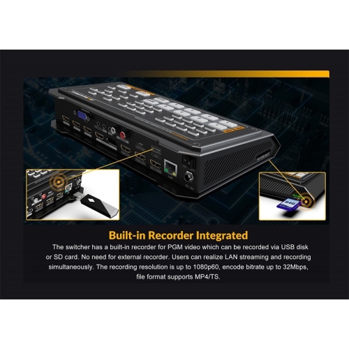 Bàn trộn hình ảnh 4-Channel HDMI Avmatrix HVS0401E with Streaming & Recording