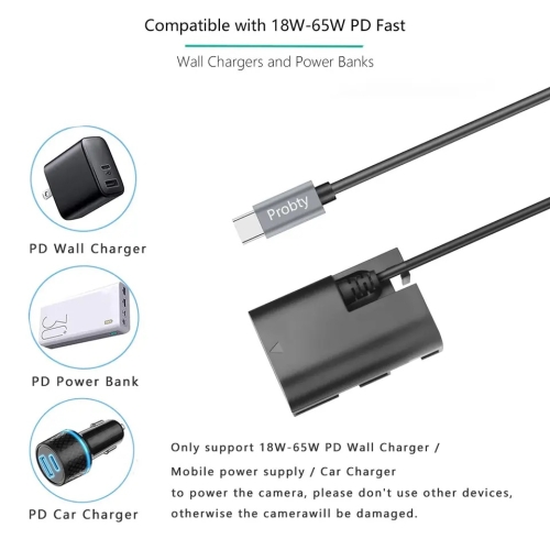 Dummy dùng cho máy Canon LP-E6 sang cổng Type C dây chuyển pin SmallHD502