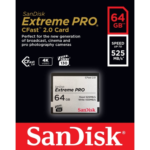 Thẻ Nhớ CFAST 2.0 SANDISK EXTREME PRO 3500X 64GB 525/430MB/S