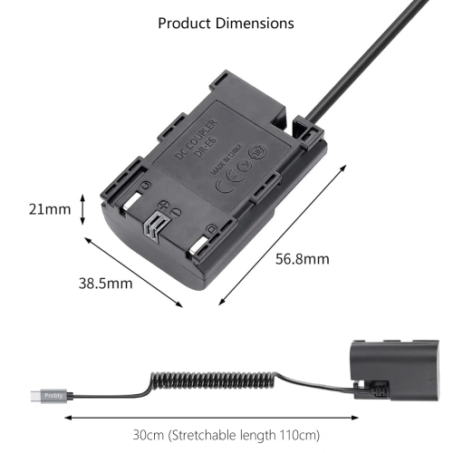 Dummy dùng cho máy Canon LP-E6 sang cổng Type C dây chuyển pin SmallHD502