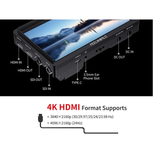 FEELWORLD FW586S màn hình DSLR 6 inch với nguồn ngoài F970 và bộ cài đặt SDI HDMI