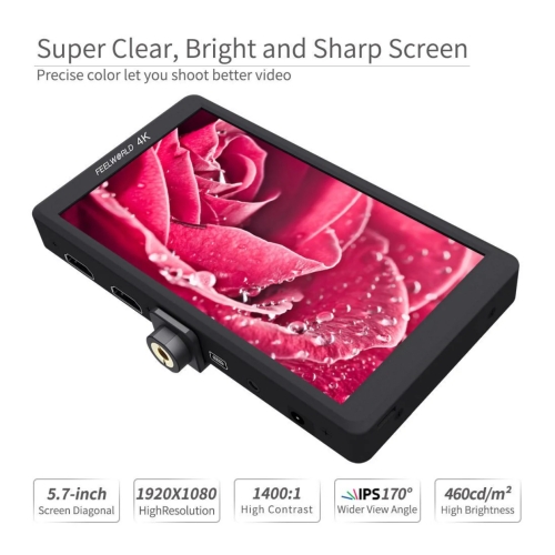 FEELWORLD F570 5.7 inch Máy ảnh DSLR nhỏ Màn hình lĩnh vực Full HD 1920x1080 4K Vỏ nhôm HDMI