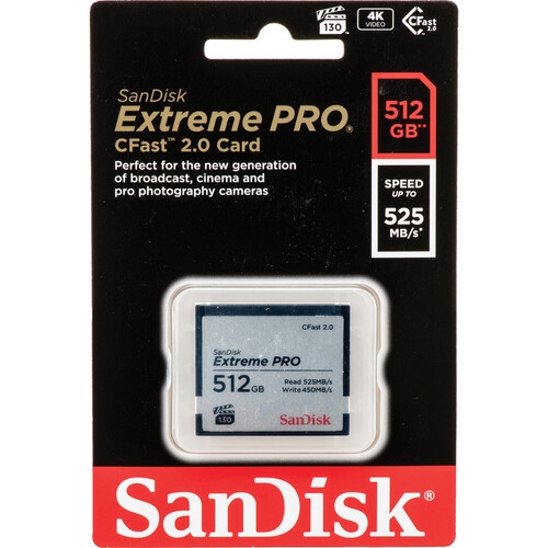 Thẻ Nhớ CFAST 2.0 SANDISK EXTREME PRO 3500X 512GB 525/450 MB/S