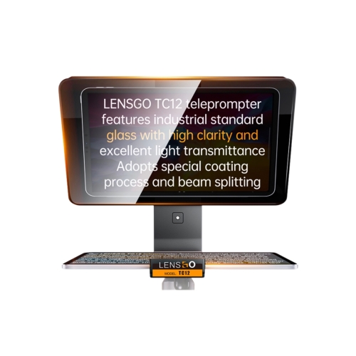 Lensgo TC12 - Máy Nhắc Chữ Di Động 12 Inch Dành Cho Máy Ảnh Và Máy Quay, Hỗ Trợ Kẹp Ngang Dọc, Điều Khiển Từ Xa