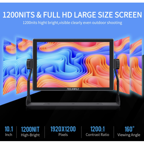 FEELWORLD S10 10.1 inch 1200nit 12G SDI Độ sáng cao Màn hình cảm ứng HDMI 2.0
