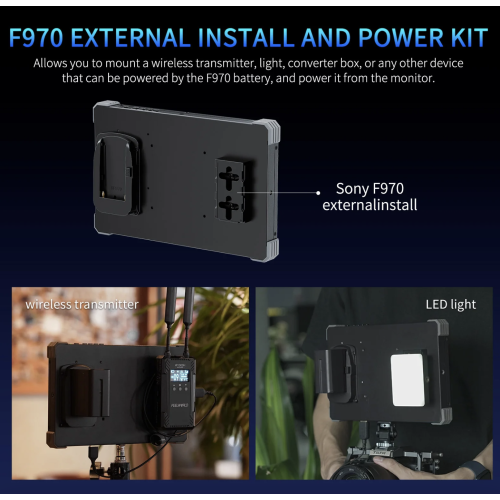 FEELWORLD T10 10.1 Inch 500nit Nhôm Máy ảnh DSLR Giám sát trường Bộ cài đặt và nguồn bên ngoài