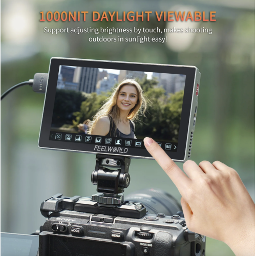FEELWORLD P6X 5.5 Inch 1000nit Aluminium DSLR Camera Field Monitor Touch Screen 4K HDMI Lightweight