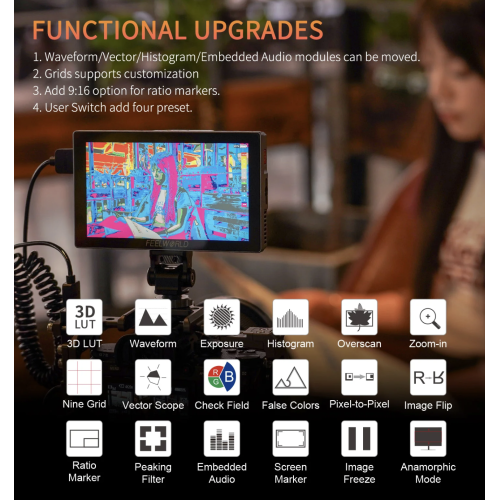 FEELWORLD P6X 5.5 Inch 1000nit Aluminium DSLR Camera Field Monitor Touch Screen 4K HDMI Lightweight