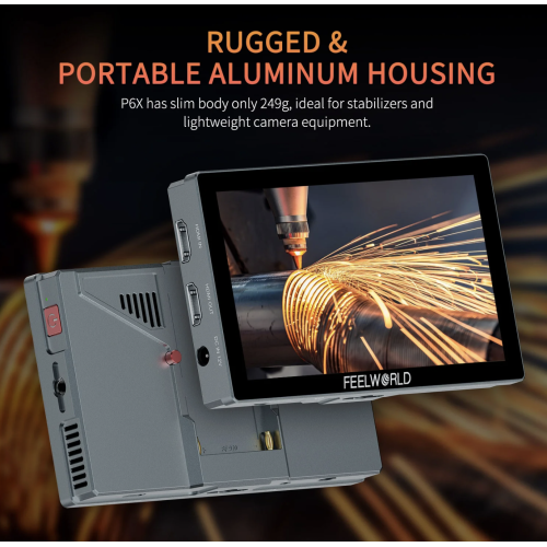 FEELWORLD P6X 5.5 Inch 1000nit Aluminium DSLR Camera Field Monitor Touch Screen 4K HDMI Lightweight