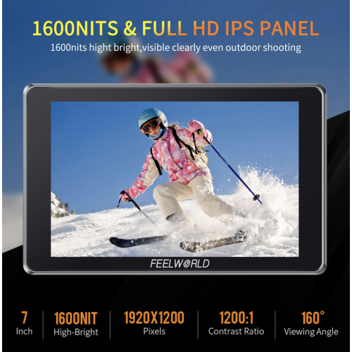FEELWORLD S7 7 Inch 12G SDI HDMI2.0 Camera Field Monitor with 1600nit High Brightness Touchscreen