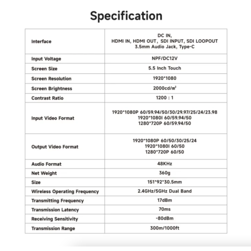 Vaxis Atom A5 SDI TX & RX Wireless Monitor