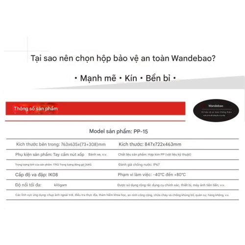 Vali đựng thiết bị chụp ảnh loại lớn Wandebao PP-15