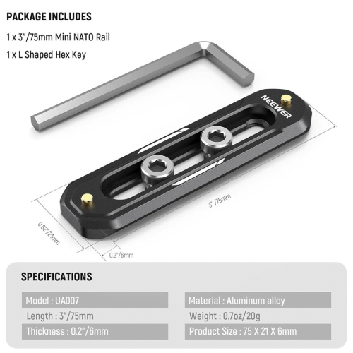 Thanh NATO (Dài) NEEWER 1/4 - 75mm