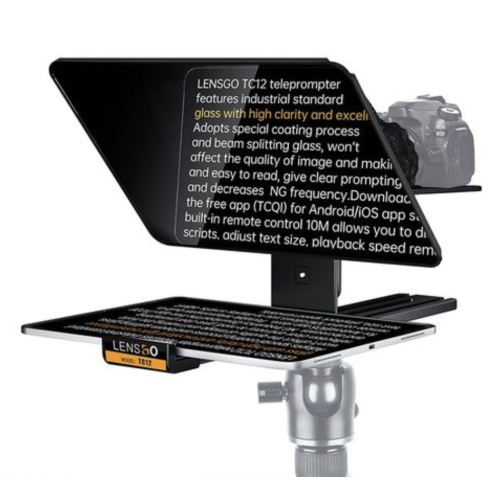 Lensgo TC12 - Máy Nhắc Chữ Di Động 12 Inch Dành Cho Máy Ảnh Và Máy Quay, Hỗ Trợ Kẹp Ngang Dọc, Điều Khiển Từ Xa