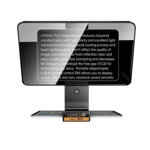 Lensgo TC12 - Máy Nhắc Chữ Di Động 12 Inch Dành Cho Máy Ảnh Và Máy Quay, Hỗ Trợ Kẹp Ngang Dọc, Điều Khiển Từ Xa