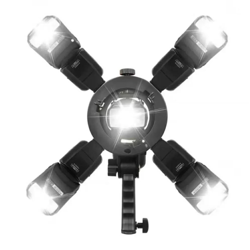 Gá dù flash đa năng ngàm Bowen tay dài hổ trợ 5 flash