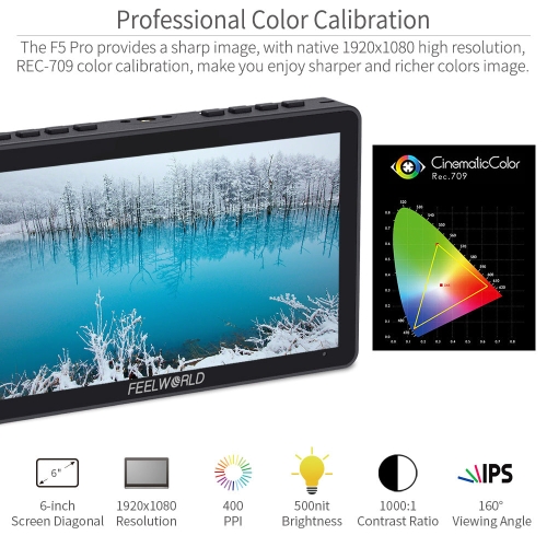 FEELWORLD F5 Pro V4 Màn hình cảm ứng 6 inch màn hình máy ảnh 3DLUT DSLR  bộ phụ kiện F970