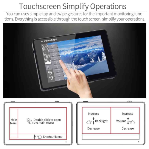 FEELWORLD LUT7S PRO 7 inch 2200NITS DSLR Camera Field Monitor 3D Lut Touch 4K HDMI 3G-SDI F970 KIT