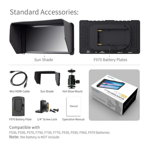 FEELWORLD F570 5.7 inch Máy ảnh DSLR nhỏ Màn hình lĩnh vực Full HD 1920x1080 4K Vỏ nhôm HDMI