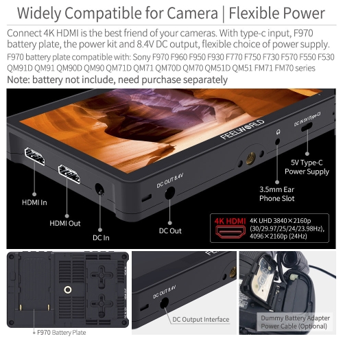 FEELWORLD F5 Pro V4 Màn hình cảm ứng 6 inch màn hình máy ảnh 3DLUT DSLR  bộ phụ kiện F970