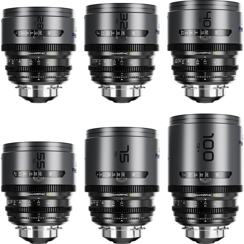 Bộ 6 ống kính DZOFilm PAVO 2x Anamorphic (Lớp phủ màu xanh, Ngàm PL/EF, Chân)