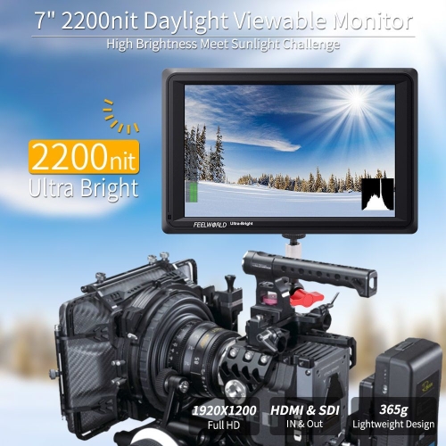 FEELWORLD FW279S 7inch (Có cổng SDI) siêu sáng 2200nits Máy ảnh DSLR có thể xem 4K