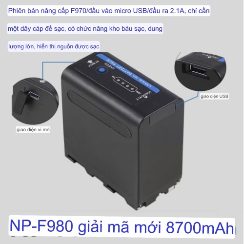 Pin NPF 970/F980 10000Mah có cổng Type C cho đèn Led, Mornitor, Wireless
