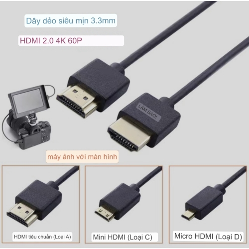 Dây cáp Micro HDMI to HDMI dài 60cm
