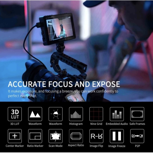 FEELWORLD F5 PROX Màn hình máy ảnh DSLR độ sáng cao 5.5 inch 1600nit F970 Cài đặt và Bộ nguồn