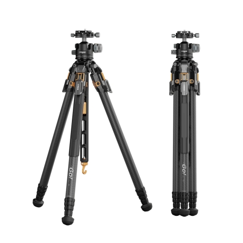 Chân máy COMAN T1A40 4 đoạn bằng sợi carbon, đầu bi thủy lực kép xoay toàn cảnh, chiều cao 66,5 inch, tải trọng 44 lb.