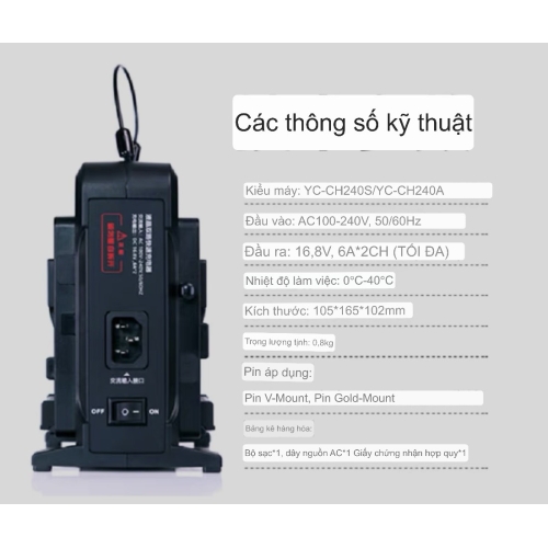Sạc đôi YinChem, sạc đôi Pin Vmount mẫu mới nhất nhỏ nhẹ và gọn gàng rất dễ mang theo
