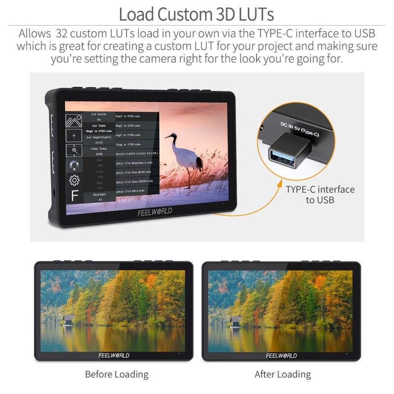 FEELWORLD F5 Pro V4 Màn hình cảm ứng 6 inch màn hình máy ảnh 3DLUT DSLR  bộ phụ kiện F970