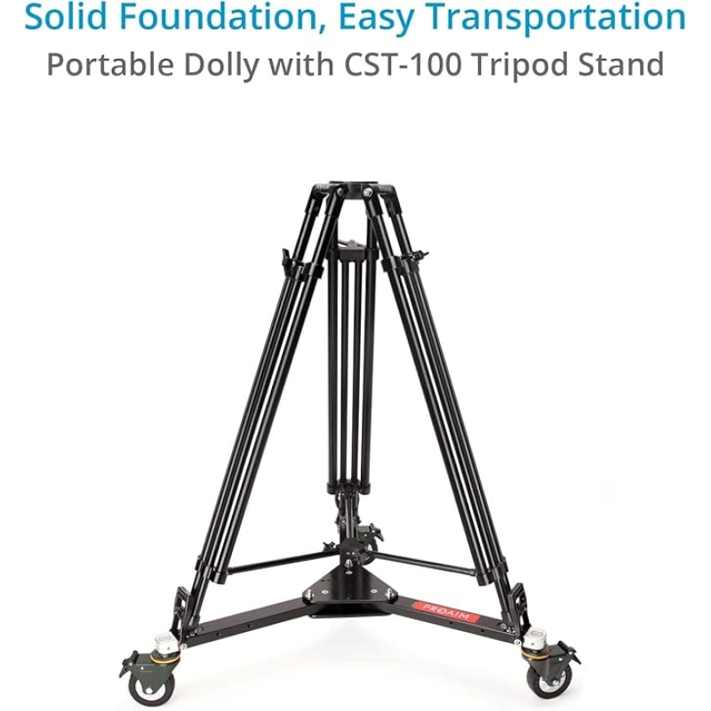 Cần trục máy quay Proaim 7' Wave-2, nghiêng ngang, chân đế Dolly | Tương thích với Gimbal