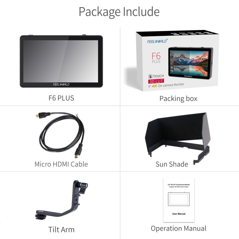FEELWORLD F6 Plus 6 inch màn hình cảm ứng nhỏ 3D Lut DSLR màn hình trường 1920x1080 HD 4k HDMI