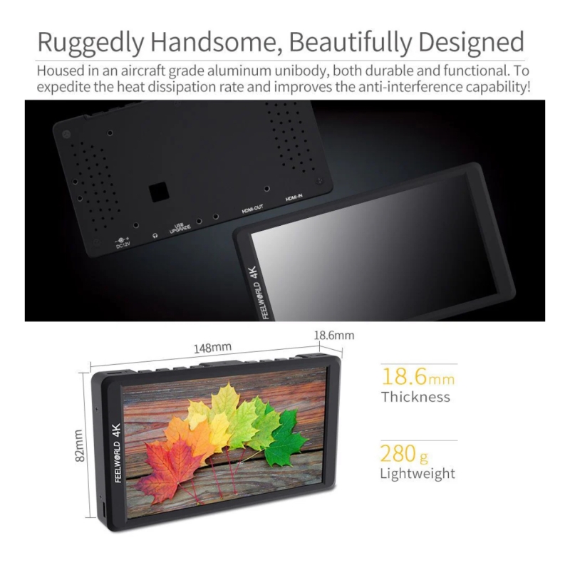 FEELWORLD F570 5.7 inch Máy ảnh DSLR nhỏ Màn hình lĩnh vực Full HD 1920x1080 4K Vỏ nhôm HDMI