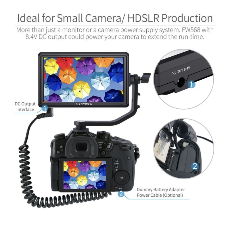 FEELWORLD FW568 V3 Màn hình trường máy ảnh DSLR 6 inch với Hỗ trợ lấy nét video dạng sóng LUTs