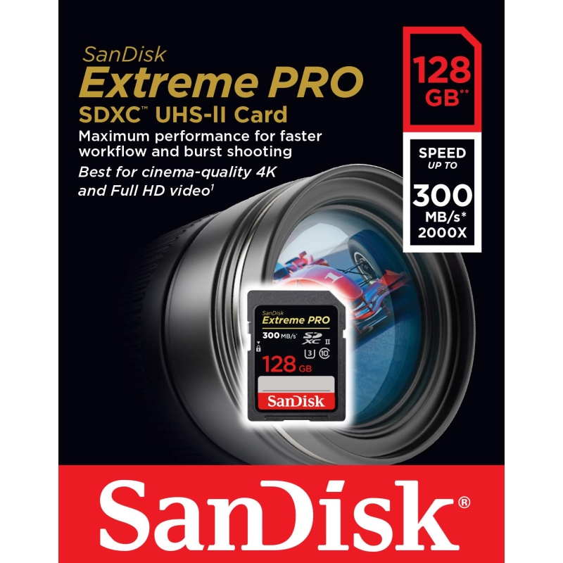 Thẻ Nhớ SDXC SANDISK 128GB 2000X 300MB/S UHS-II