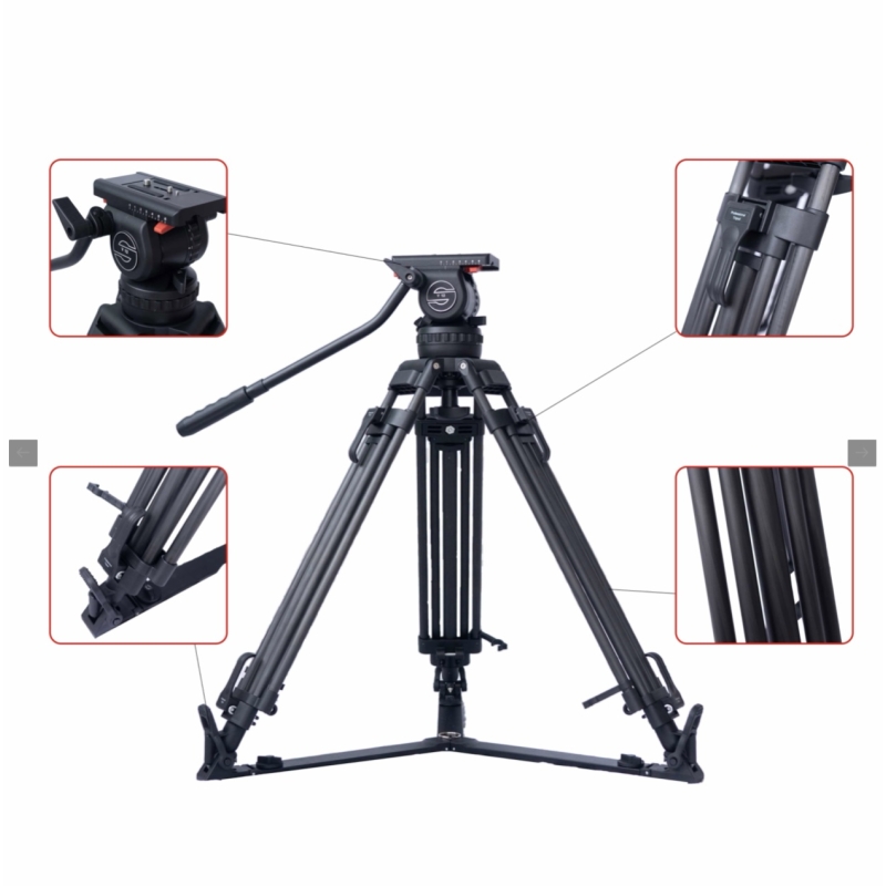 Chân máy quay Tripod V12 Cacbon đầu dầu 100 (FULL VAT)