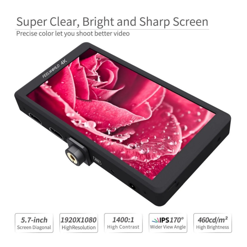 FEELWORLD F570 5.7 inch Máy ảnh DSLR nhỏ Màn hình lĩnh vực Full HD 1920x1080 4K Vỏ nhôm HDMI