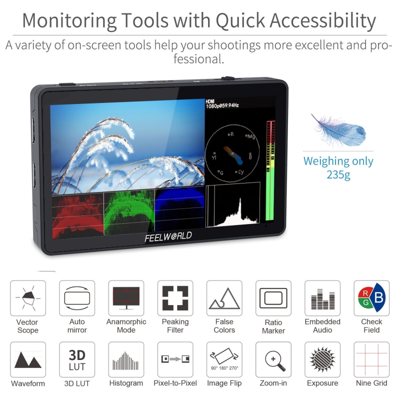 FEELWORLD F6 Plus 6 inch màn hình cảm ứng nhỏ 3D Lut DSLR màn hình trường 1920x1080 HD 4k HDMI