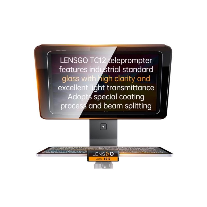 Lensgo TC12 - Máy Nhắc Chữ Di Động 12 Inch Dành Cho Máy Ảnh Và Máy Quay, Hỗ Trợ Kẹp Ngang Dọc, Điều Khiển Từ Xa
